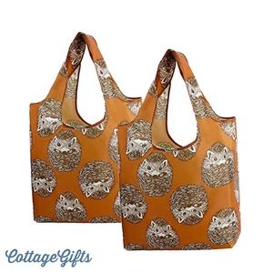 NEW 2PK Large Reuseable Totes/Grocery Bags Hedgehogs Hedgies 2 Bags Pack